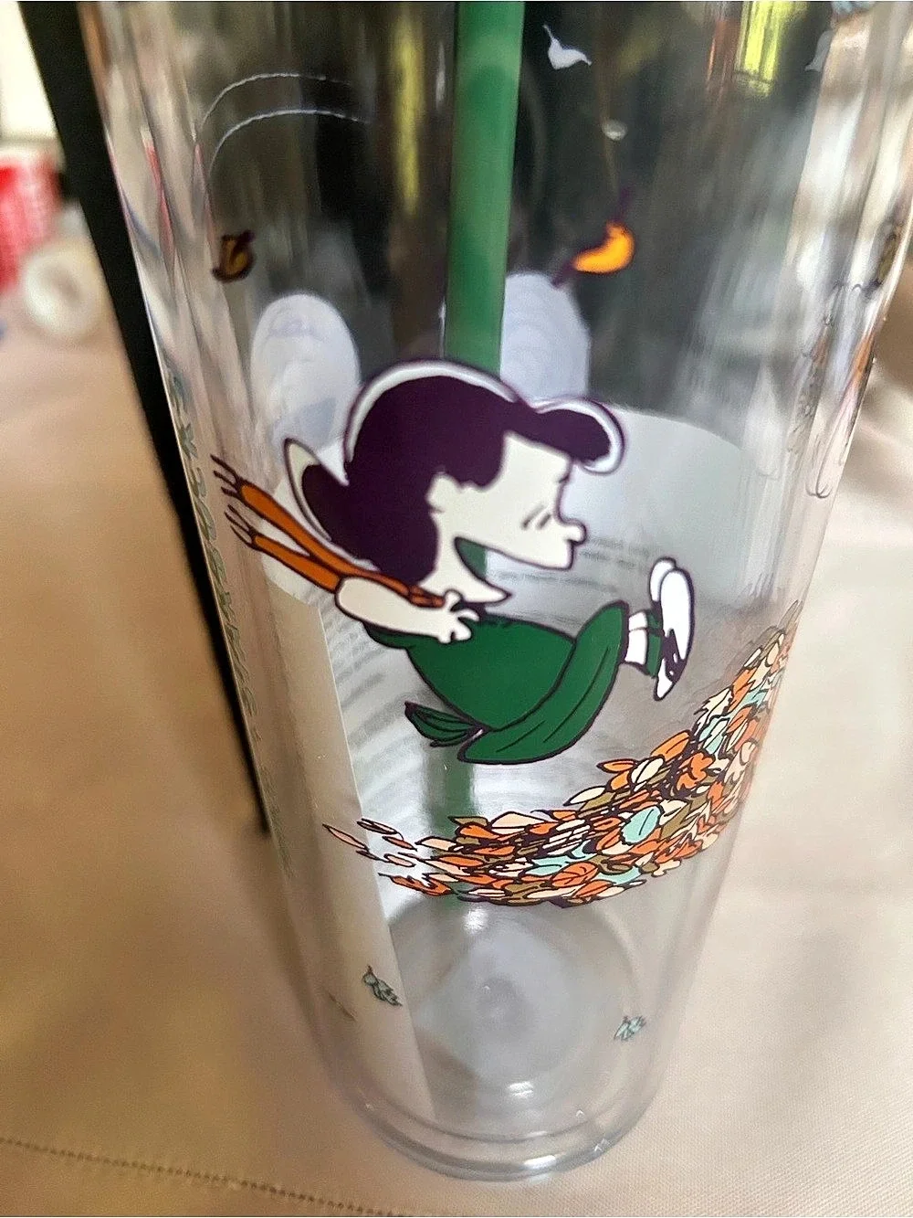 Starbucks Peanuts x Starbucks Tumbler 24 oz. Clear w/straw and topper Snoopy Gre